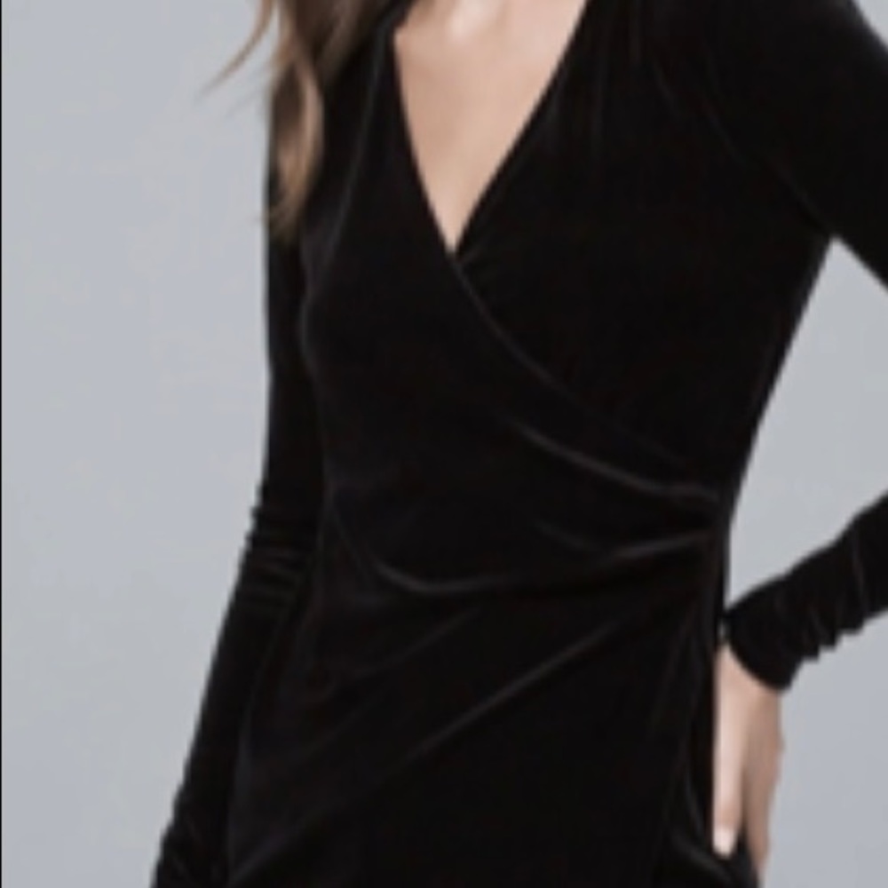 WHBM BLACK VELVET DRAPED TUNIC Never Worn